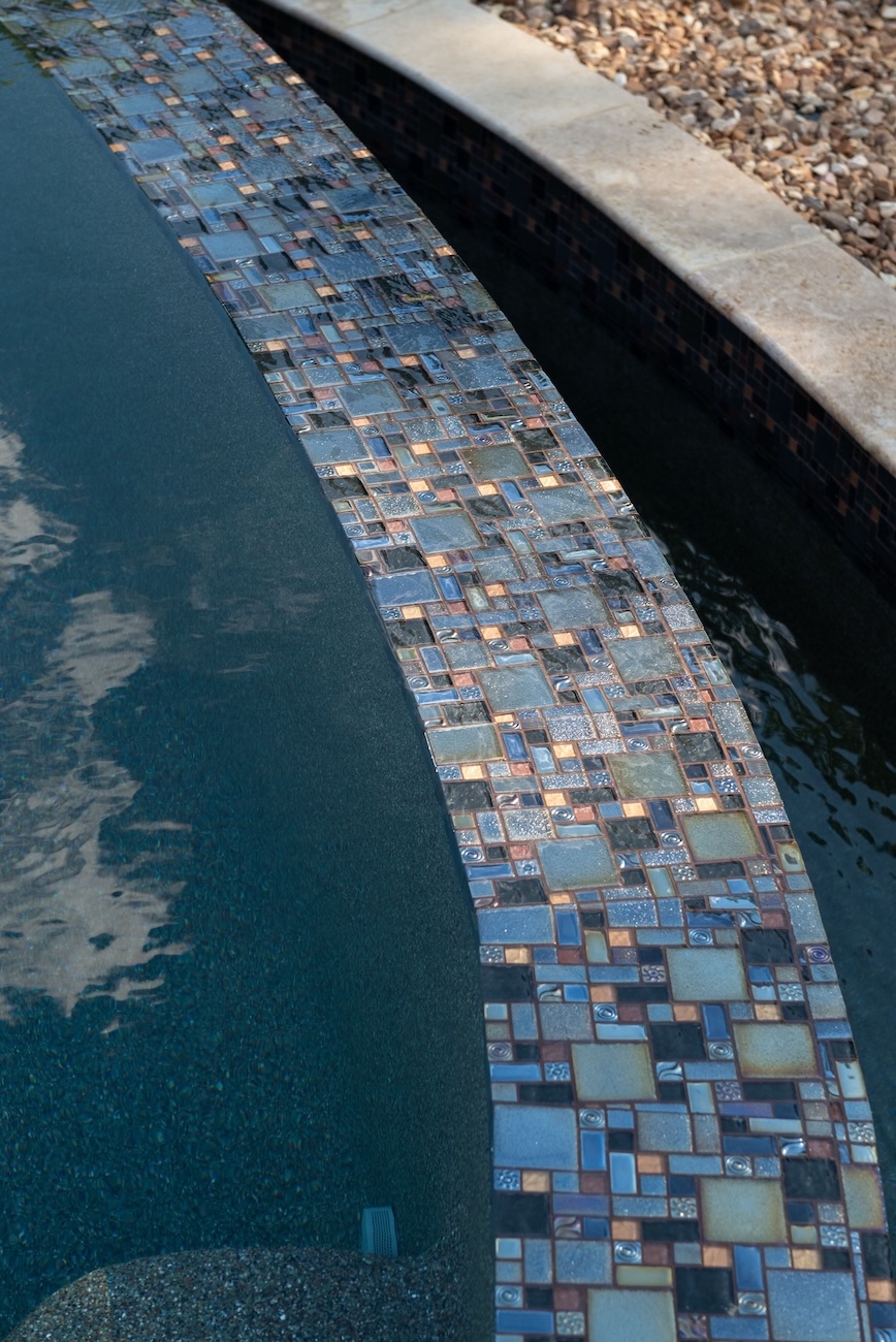 Custom Pool Edge With Mosaic Glass Tile | Milosi Nashville Landscaping