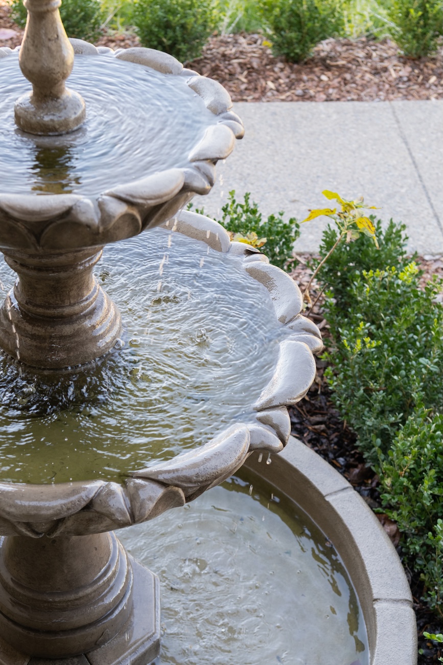 Sculpted Ornamental Fountain at Spring Hill Residence | Milosi Nashville Landscaping