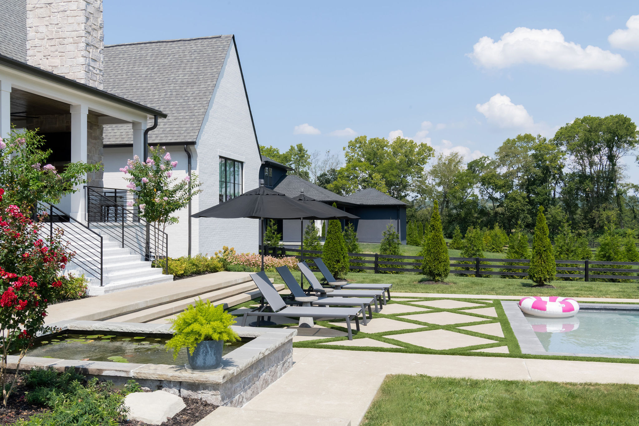 Side view of patio pavers and hardscape created by Milosi Landscapes